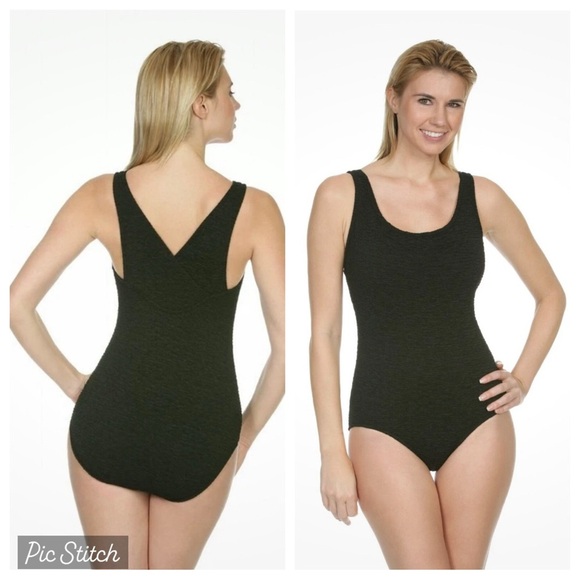NWT Penbrooke Krinkle Size 16D
Black Long Torso Crossback
Swimsuit - Picture 1 of 12